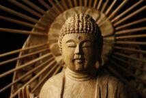 【LIG】時代仏教美術 木彫 阿弥陀如来立像 41㎝ 寺院収蔵品 ⑬ [-QW]24.1_画像4