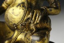 【LIG】チベット密教 銅製鍍金 黄財神像 18.5㎝ 財神像 時代古玩 コレクター収蔵品 [.RW]24.2_画像6