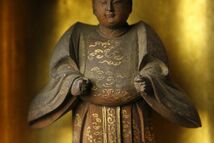 【LIG】時代仏教美術 細密彫刻 木彫 男神立像 10㎝ 豆仏 寺院引取品 ④ [-IR]24.3_画像6