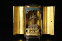 【LIG】時代仏教美術 細密彫刻 木彫 男神立像 10㎝ 豆仏 寺院引取品 ④ [-IR]24.3_画像2