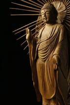 【LIG】時代仏教美術 木彫 阿弥陀如来立像 41㎝ 寺院収蔵品 ⑬ [-QW]24.1_画像3