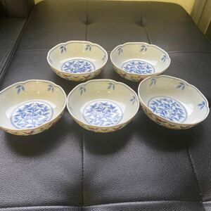 橘吉色絵 小鉢 和食器 レトロ 橘吉 色絵果実 小鉢 5客 たち吉 小皿 セット