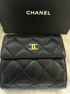 CHANEL 財布　マトラッセ　キャビアスキン　箱　保存袋　ギャランティーカード　シール　ギャラ　黒　BLACK シャネル　本物　ココゴールド