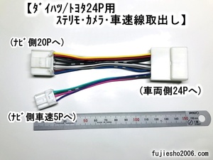 ダイハツ24P車用 変換ハーネス(24P→5P・20Pに分岐)　車速&ステリモ&バックカメラ用　ムーブキャンバス・タント他(08541-K9049相当品)