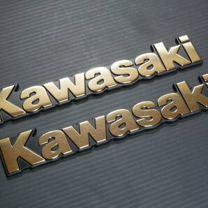 カワサキ純正 汎用 Kawasakiタンクエンブレムセット S ゴールド 新品の画像1