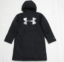 UNDER ARMOUR ベンチコート ジュニア 黒 ブラック YLG アンダーアーマー ロングコート 撥水加工 L 150 アウター 中綿 キッズ 1305902-001_画像3