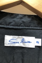 経堂) サンリミット Sans Limite 2本針 スタンドカラー ロング パッカリングシャツ サイズ2 ブラック 定価3.1万位_画像6