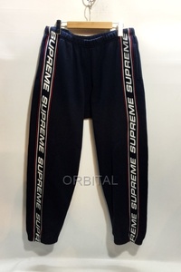 代官山)Supreme シュプリーム 19AW Text Rib Sweat pants サイドロゴ スウェットパンツ ネイビー サイズM