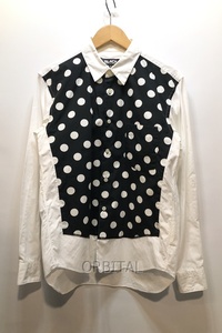 経堂) BLACK COMME des GARCONS ブラックコムデギャルソン 長袖 ドット柄 コットンシャツ AD2010 1G-B221 長袖シャツ S