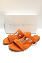 代官山)MANOLO BLAHNIK マノロブラニク アルタス フラットサンダル ミュール オレンジ サイズ40 着用感あり_画像1