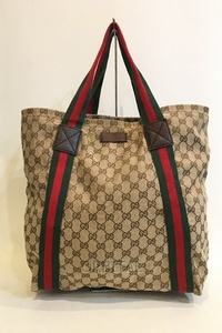 二子玉) GUCCI グッチ シェリーライン GGキャンバス トートバッグ 189669 ユニセックス 正規 ※スレ、傷有