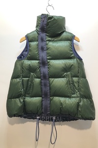 経堂) サカイラック sacai luck ナイロン ダウンベスト サイズ1 グリーン レディース 13AWLU576