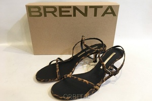 二子玉)BRENTA ブレンタ 未使用 レオパードストラップサンダル 22SS 22093923004830 定価49,500円 38.5 24.5cm ※薄い汚れ