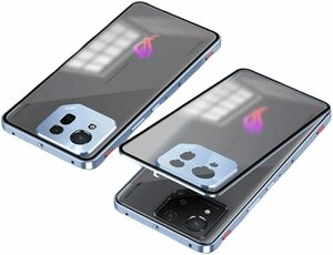 Rog phone 8用バンパー アルミ 半透明背面パネル付 放熱 ログフォン8 pro用ケース 金属フレーム 耐衝撃 Rog phone 8用メタルカバー