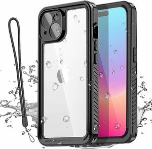 iPhone15 Plus 防水ケース アイフォン15プラス 完全防水 指紋認証 タッチ可 防塵 防雪 水中撮影ワイヤレス充電サポート薄型 ストラップ付き