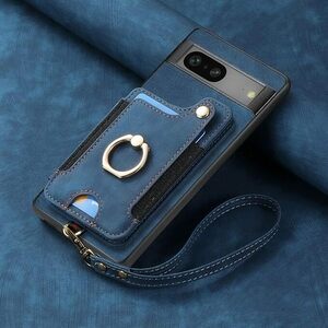 Google Pixel 7A case the back side card storage purse type g-gru pixel 7A cover ring attaching 360° rotation smartphone case card inserting stand function 