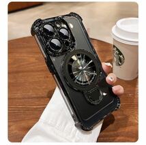 ■iPhone 15 Pro max ケース アイフォン15 プロ マックス カバー 透明 メッキ加工 耐衝撃 レンズ保護 スタンド付き MagSafe充電 選べる5色_画像2