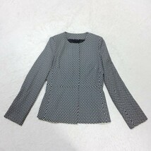 【極美品/伊製】Max Mara マックスマーラ デザインノーカラージャケット テーラードジャケット フォーマル ブラック×ホワイト 36/Sサイズ_画像2