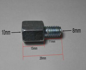 ★バックミラー ネジ径変換アダプタ―★車体側8mm正ネジを10mm正ネジへ★即決1個150円送料120円