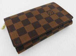 LOUIS VUITTON ルイヴィトン N61736 ダミエ ポルトフォイユ・トレゾール L字ファスナー 二つ折り財布 ジャンク品