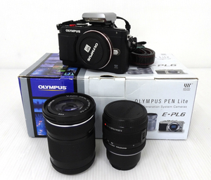 OLYMPUS オリンパス PEN Lite E-PL6 デジタルカメラ M.ZUIKO DIGTAL 14-42mm1:3.5-5.6/M.ZUIKO DIGTAL 40-150mm 1:4-5.6 レンズ2点 現状品