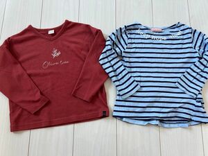 長袖Tシャツ ボーダー ロンT 長袖 キッズ　女の子　フリル　Ｖネック　テータテート　バースデイ