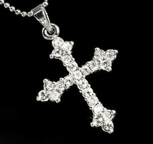 ダイヤモンド ネックレス ファンシー クロス 十字架 高級仕上げ 高品質 プレゼント 最高 WG 4411