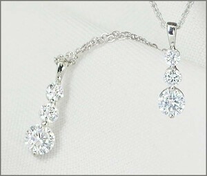 【輝き】大人気!! 1.65ct トリロジー ダイヤモンド ネックレス Rタイプ 【高級仕上げ 限定入荷商品 pt 1-1212