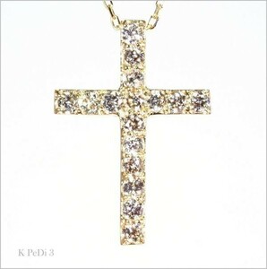 ダイヤモンド ネックレス クロス K18YG 18金製品 国内生産 刻印有 限定　4411