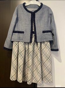 一点物！！　ハンドメイド　入学　卒園　120 130 ワンピース　セット　女の子 セットアップ チェックスカート