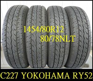 【C227】R600315送料無料・代引き可 店頭受取可 2023年製造 約8部山 ◆YOKOHAMA JOB RY52◆145/80R12　80/78N LT◆4本