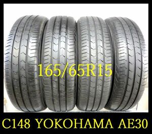 【C148】K9103074 送料無料・代引き可 店頭受取可 2021年製造 約7部山◆YOKOHAMA BluEarth FE AE30◆165/65R15◆4本