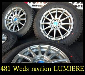 ホ冬【481】o　FK530226●Weds ravrion LUMIERE●15x6.5J 5穴 PCD100 +40●2021年製 未使用品 GY NAVI8 195/65R15 4本 プリウスなど