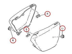 ●SR400/SR500 サイドカバー グロメット ６個セット ☆1/ ヤマハ純正 取付ゴム 466-21717-00/90480-12236/90480-14105