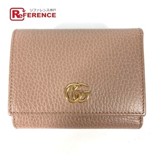 美品 GUCCI グッチ 474746 GGマーモント コンパクトウォレット 3つ折り財布 ベージュ レディース【中古】