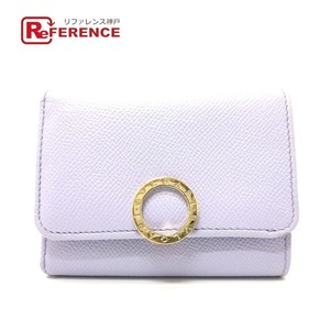 BVLGARI BVLGARY 289369 BVLGARY BVLGARY compact бумажник застежка-молния кошелек для мелочи . имеется 3. складывать кошелек лиловый женский [ б/у ]