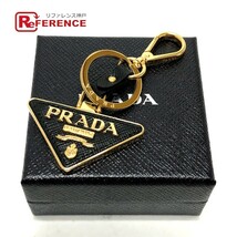 PRADA プラダ 1PP128 053 三角ロゴ プレート トライアングルロゴ キーリング ブラック .レディース【中古】_画像1