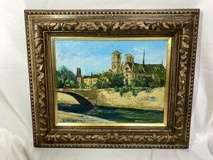 [ oil painting .] author un- details Y.FUJINORI? wooden picture frame hand carving canvas F8