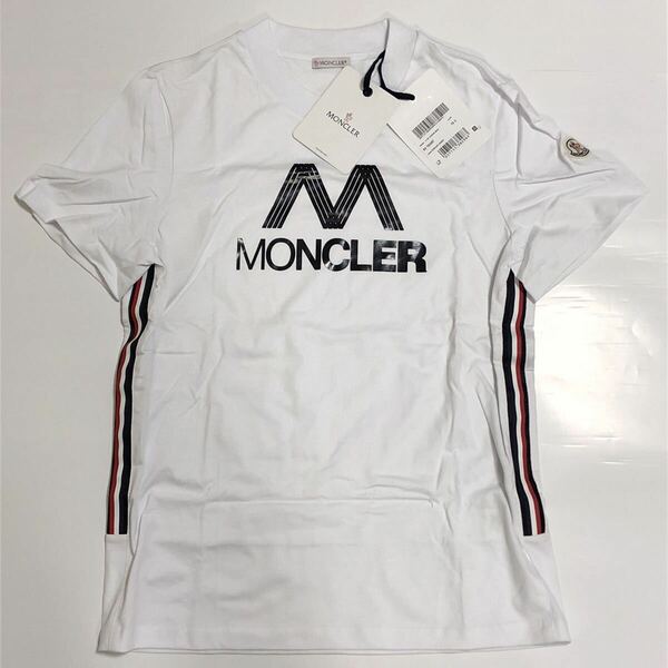 未使用 MONCLER SS TSHIRT モンクレール Tシャツ S サイズ シャツ S 正規品 送料無料 ワッペン ホワイト × トリコロール カラー