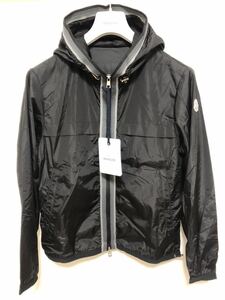 未使用 MONCLER ANTON モンクレール ジャケット ナイロン パーカー 1 正規品 送料無料 ワッペン ブルゾン フード ブラックトリコロール