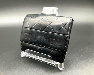 □ CHANEL/シャネル 二つ折り財布 ブラック メンズ レディース レザー ヴィンテージ 中古品 □