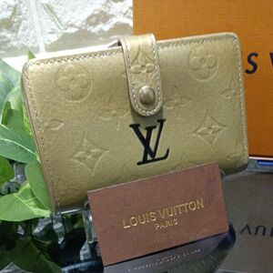 ☆極美品【鑑定済正規品】 LOUIS VUITTONルィヴィトンヴェルニ　 がま口財布　金運アップゴールド　袋付き