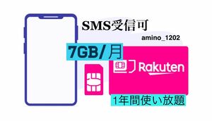 楽天プリペイドsimカード　月7GB高速データ通信専用 SMS受信可 データSIM SMS認証