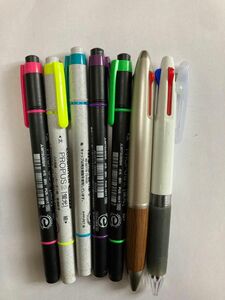 蛍光ペン5本＋2色ボールペン＋3色ボールペン