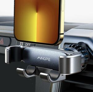 AINOPE スマホホルダー 車載ホルダー 重力式 エアコン吹き出し口スマホスタンド 回転可能 自由調節 車用 スタンド カー用品 4-7インチ