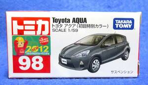 ※廃盤品 外装フィルム無 新品未使用トミカ #98 トヨタ アクア (初回特別カラー) / Toyota AQUA