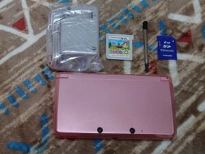 美品 3DS 本体 ピンク 充電器 タッチペン SDカード とびだせどうぶつの森