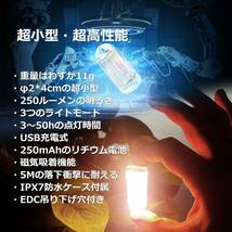 超ミニ LEDライト USB充電式 250ルーメン 防水点灯3-50時間 (電球色+レッド)_画像2