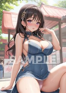 【画像データ付】A4 アートポスター 美女 高品質 同人 アニメ 美人 コスプレ イラスト 漫画 anime 24Mar-43