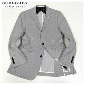 春夏素材【美品】BURBERRY BLACK LABEL(バーバリーブラックレーベル)ストライプ柄2釦テーラードジャケット/ノバチェック/背抜き/Sサイズの画像1